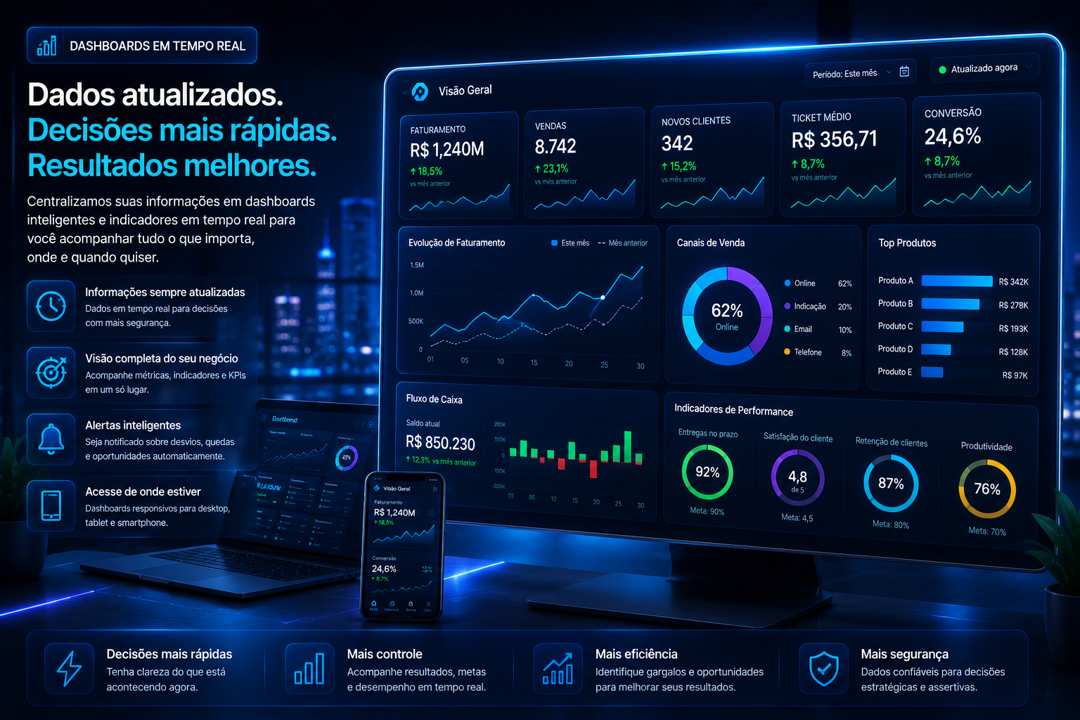 Dashboards e Indicadores em Tempo Real